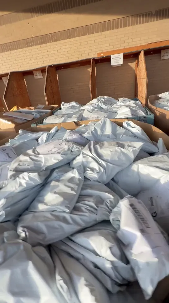 Bins of poly-bagged, labeled units prepped at the Honeybee warehouse